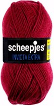 AANBIEDING: SCHEEPJES INVICTA EXTRA 1421 DONKERROOD,  [ SOKKENGAREN ] PAK MET 10 BOLLEN a 50 GRAM. INCL. Gratis Digitale vinger haak en brei toerenteller