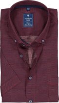 Redmond heren overhemd Regular Fit - korte mouw - rood met blauw dessin - Strijkvriendelijk - Boordmaat: 39/40