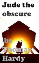 Boek 'Jude the Obscure' van Thomas Hardy met een silhouet van een figuur met een staf die een duif vasthoudt voor een gloeiende ark.