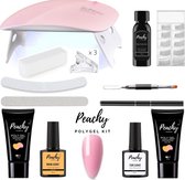 PEACHY ® Paris POLYGEL Kit - Mini UV/Led Lamp - Pink 30gr - Gellak- Nageldroger Nagellakset- Starterspakket - Startpakket - Gelnagels-  Nagellakset- Nagelverlenging- Nail Extention- Tips- Sli