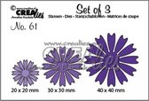 Set of 3 Stansen - Nr.61 - Bloemen - 40x40mm - 3 stuks