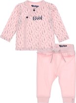 Dirkje Bio Basic SET(2delig) Roze broek, overslag shirt - Maat 74