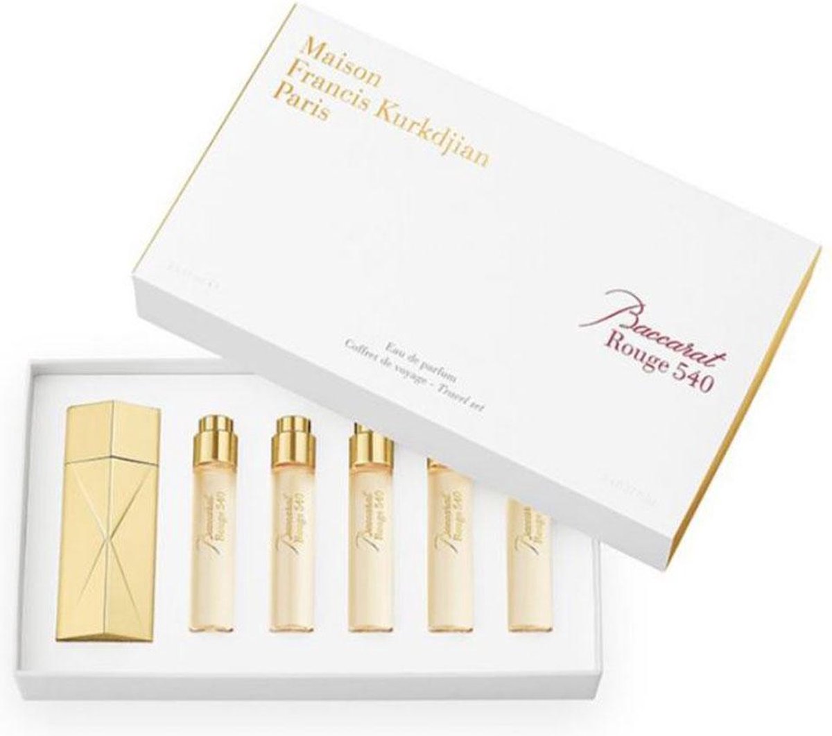Maison Francis Kurkdjian Baccarat Rouge 540 - 5 x 11 ml eau de parfum recharge purse spray + travel spray case gold edition - unisexparfum