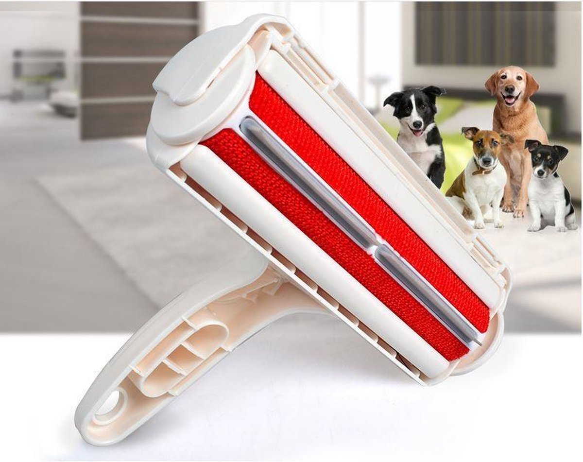 Huisdierhaar Verwijderaar - Kledingontpluizer - Kledingroller - Pluizenborstel - Dierenborstel - Wit & Rood