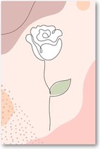 Witte Roos Abstract - 60x90 Poster Staand - Besteposter - Minimalist - Natuur - Bloemen