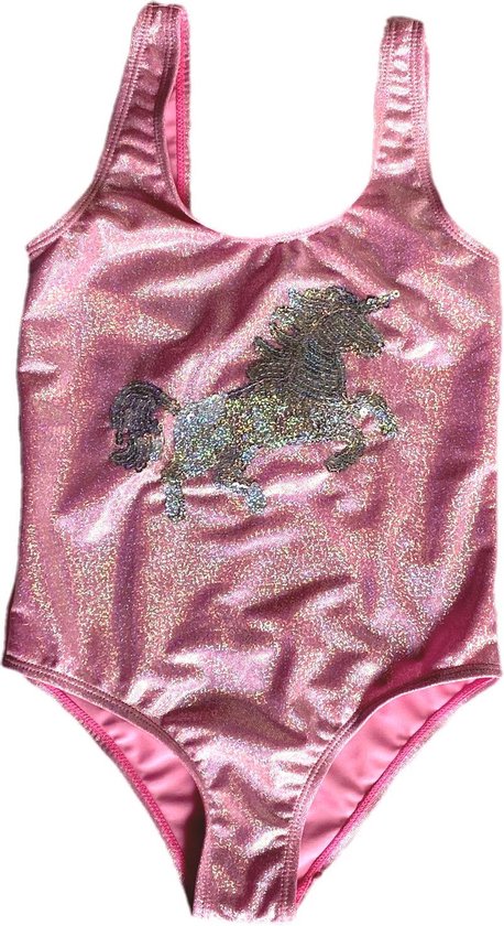 Omleiding club Maori Supercute roze eenhoorn badpak unicorn met holografisch effect maat 122/128  | bol.com