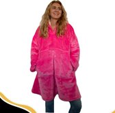 Becozy Hoodie Blanket (fel roze) - Hoodie Deken - Hoodie Blanket - Deken Met Mouwen - Fleece Deken - Oversized Hoodie
