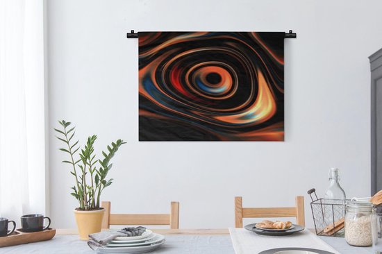 Tapisserie Cercles avec motif - Gouttes d'huile Oranje en forme de cercle Tapisserie coton 90x67 cm - Tapisserie avec photo