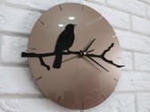 Moderne Wandklok met Vogelmotief - Klok in Scandinavische Stijl - Elegante Klok met Vogel 32 x 30 cm