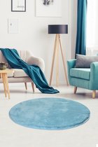 Nerge.be | Milano Round Turquoise 90x90 cm | %100 Acrylic - Handmade | Decorative Rug | Antislip | Washable in the Machine | Soft surface