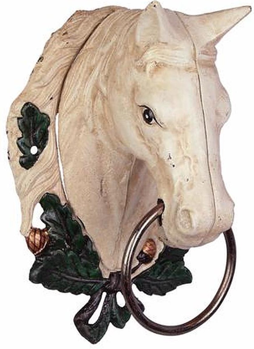 Handdoekhouder - paardenkop - gietijzer - wit