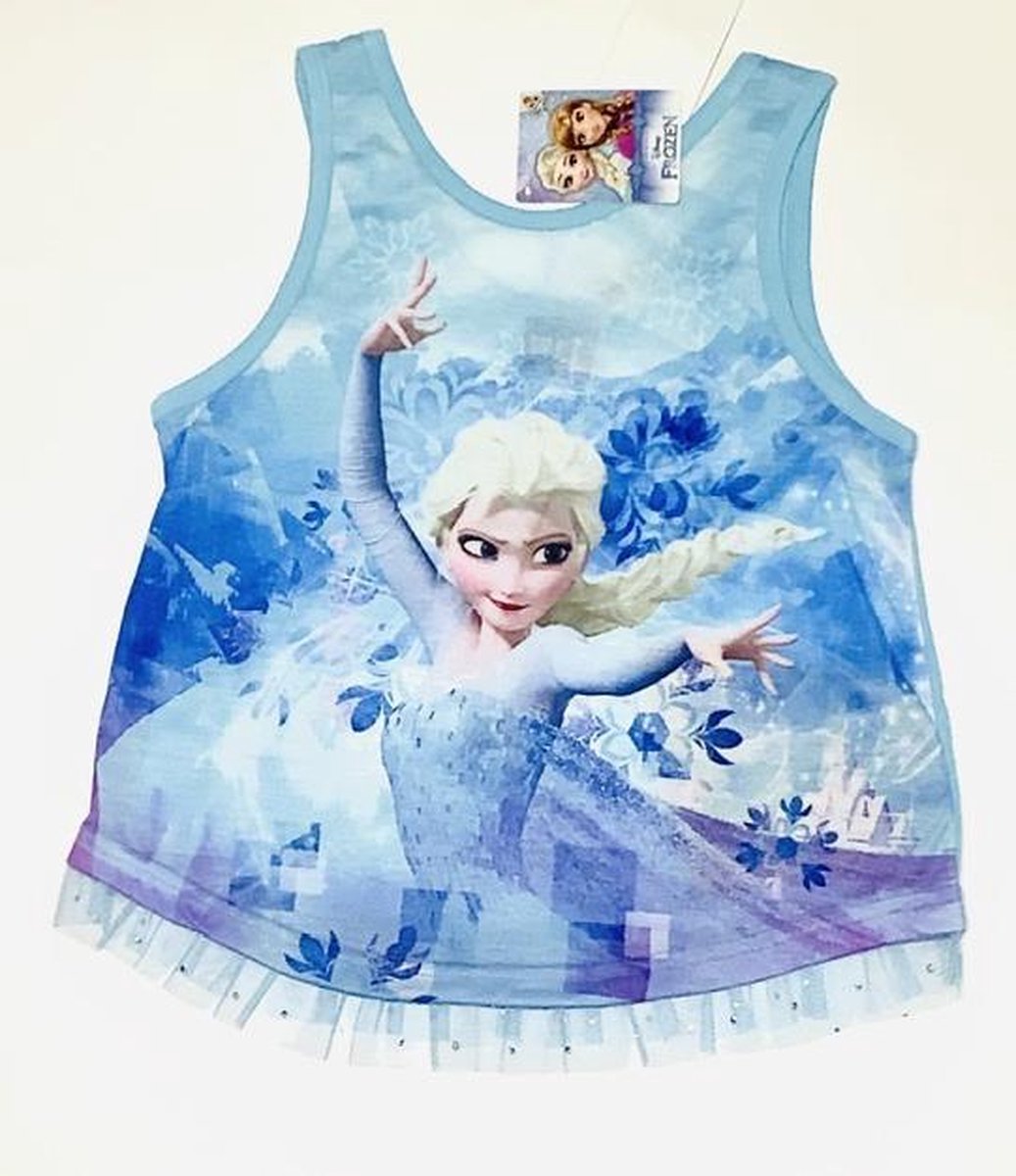 Disney Frozen Top - met tule - blauw - maat 110 (5 jaar)