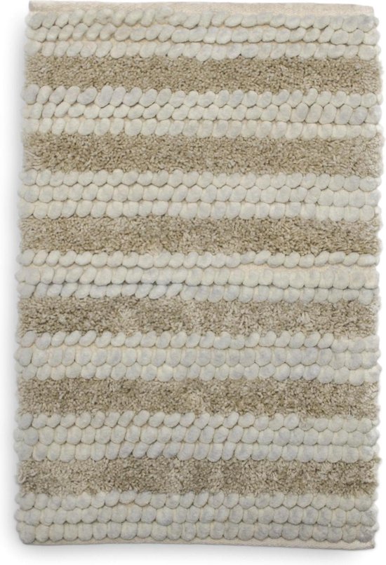 Tapis de Badmat Luxe Jurian Beige | 70 x 120 | Doux et absorbant l'humidité | Antidérapant avec clous
