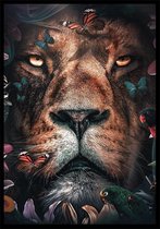 Flower Lion A2 botanische jungle dieren poster