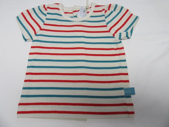 petit bateau , meisje , t-shirt korte mouw , ecru met streep rood , groen 6 maand 67