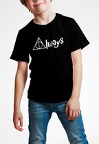 T-shirt | Harry Potter inspired | Always | Zwart | Maat 128 (7-8 jaar)