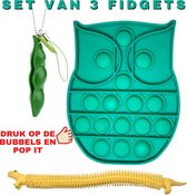 Pop It - fidget SET - Trio met Droombewaarder Uil