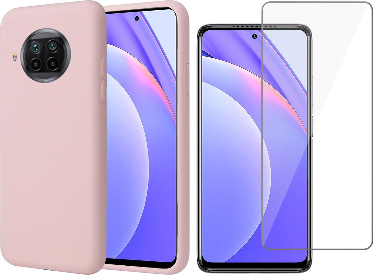 Hoesje geschikt voor Xiaomi Mi 10T Lite Roze - Liquid Cover Hoes + Screen Protector Glas