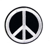 Peace Sign Vredesteken Strijk Embleem Patch Rond 4.3 cm / 4.3 cm / Zwart Wit