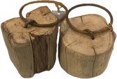 Deco4yourhome® - Deurstop - Metalen Ring - Grof hout - 1st. - 350Gram - Decoratie -