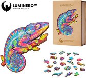 Luminero™  Houten Kameleon Jigsaw Puzzel - A3 Formaat Jigsaw - Unieke 3D Puzzels - Huisdecoratie - Wooden Puzzle - Volwassenen & Kinderen - Incl. Houten Doos
