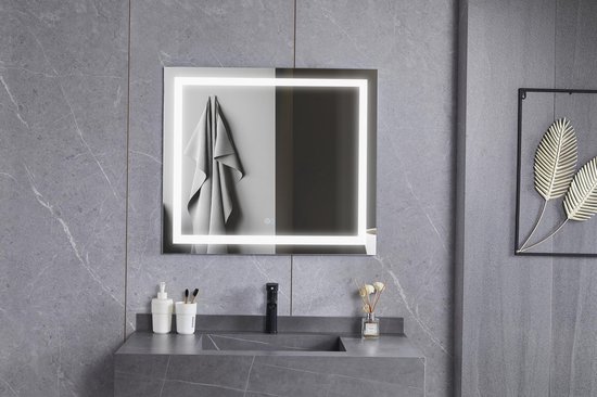 Miroir de salle de bain - 70 x 80 cm sans cadre - éclairage LED encastré,  réglable en... | bol.com