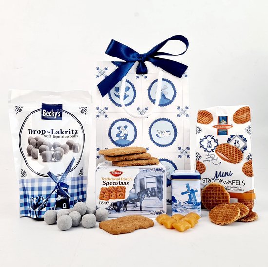 EBM Cadeaupakket Geschenkset Geschenkpakket Kerstpakket Hollandse Cadeautjes Delfts Blauw - tas M