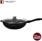 Imperial Collection: Gegoten Wokpan Met Marmercoating En Deksel - ⌀ 32cm  - Wokpan Met Deksel - PFOA / LOOD-vrij