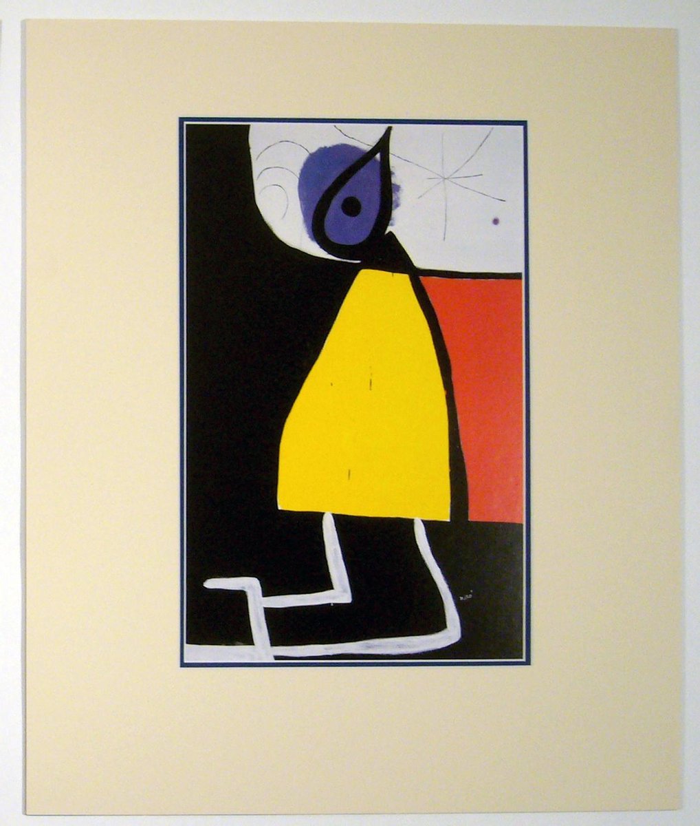 Catch Projecten Poster in dubbel passe-partout - Miro - Dona en la nit, 1973 - Kunst - 50 x 60 cm Kleur