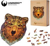 Luminero™  Houten Beer Jigsaw Puzzel - A5 Formaat Jigsaw - Unieke 3D Puzzels - Huisdecoratie - Wooden Puzzle - Volwassenen & Kinderen - Incl. Houten Doos