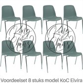 King of Chairs -set van 8- model KoC Elvira lichtgrijs met verchroomd onderstel. Kantinestoel stapelstoel kuipstoel vergaderstoel tuinstoel kantine stapel stoel kantinestoelen stap