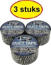 IT'z Duct Tape 21- Zebra Classic 3 stuks  48 mm x 10m |  tape - plakband - ducktape - ductape