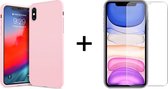 iParadise iPhone XS hoesje roze - iPhone XS hoesje siliconen case hoesjes cover hoes - 1x iPhone xs screenprotector