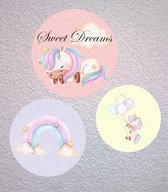 Muur sticker set van 3 stuks - Unicorn -  decoratie slaapkamer - baby kamer - kinder kamer - thema Eenhoorns - muursticker slaapkamer