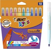BIC Kids Visaquarelle Gekleurde Viltstiften met borstelpunt- Verschillende Kleuren -Pak van 10 Stuks