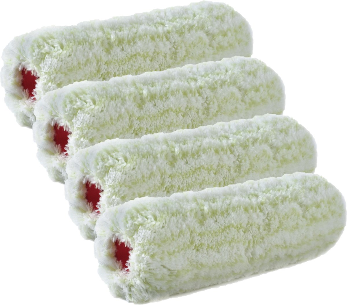 Set van 4x stuks muur vacht anti-spat verfrollers polyamide pluisvrij 9 x 18 cm