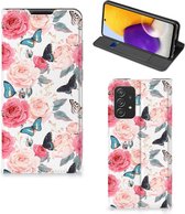 Flipcase Cadeautjes voor Moederdag Geschikt voor Samsung Galaxy A72 (5G/4G) Smartphone Hoesje Butterfly Roses