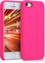 kwmobile telefoonhoesje geschikt voor Apple iPhone SE (1.Gen 2016) / iPhone 5 / iPhone 5S - Hoesje met siliconen coating - Smartphone case in neon roze