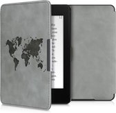 kwmobile e reader hoes geschikt voor Amazon Kindle Paperwhite - Case van kunstleerleer - Wereldkaart design - In grijs