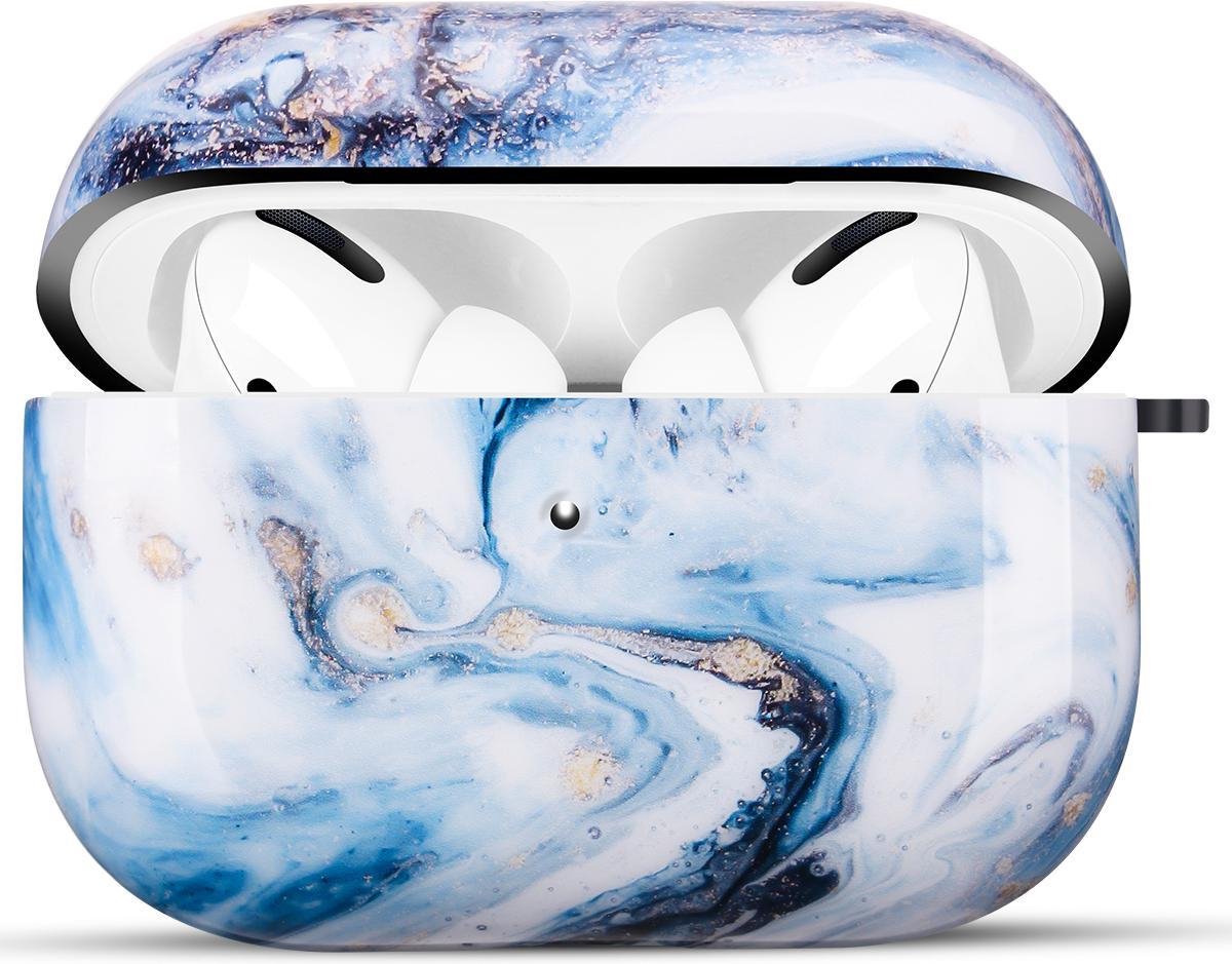 YONO Hard Case geschikt voor Apple Airpods Pro 1 / 2 - Premium Hoesje - Blauw Marmer
