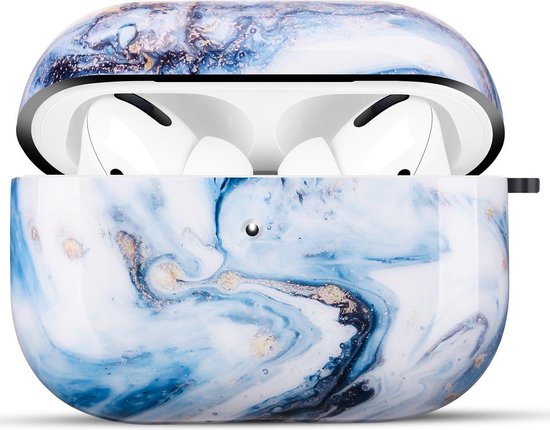YONO Hard Case geschikt voor Apple Airpods Pro 1 / 2 - Premium Hoesje - Blauw Marmer