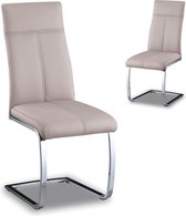 2 stoelen set met hoge ruglening PU met metalen frame chroom cappuccino