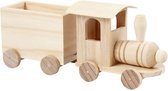 Speelgoed rein met wagon. H: 9.5 cm. L: 21.5 cm. B: 6.5 cm. 1 stuk