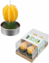Waxinelichtje cactus groen gele bloem set van 6
