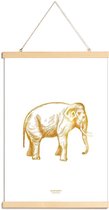 JUNIQE - Posterhanger Elephant gouden -20x30 /Goud & Wit