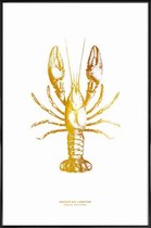 JUNIQE - Poster met kunststof lijst American Lobster gouden -20x30