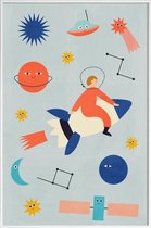 JUNIQE - Poster in kunststof lijst Friends in Space -20x30 /Kleurrijk