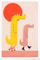 JUNIQE - Poster Roller Crocs -30x45 /Geel & Rood