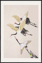 JUNIQE - Poster in kunststof lijst Vliegende kraanvogels -20x30 /Grijs