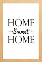 JUNIQE - Poster in houten lijst Home Sweet Home -20x30 /Wit & Zwart